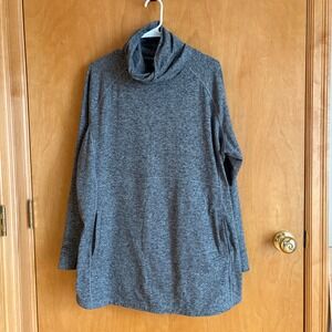 Duluth Trading Plushcious Funnelneck Tunic 1X Grey Space Dye Thumbhole 83831